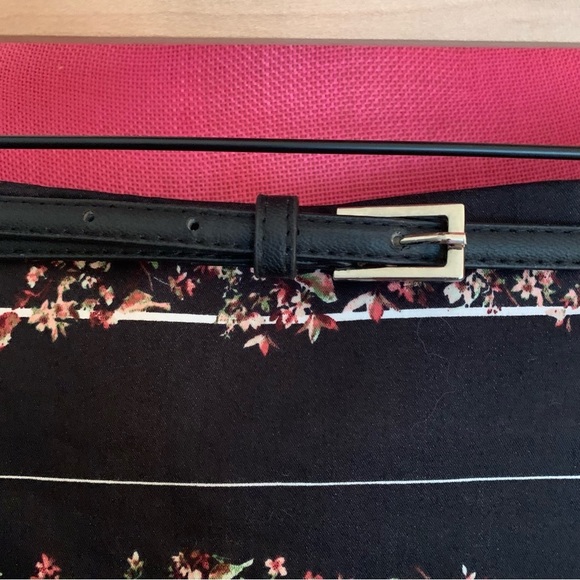 Worthington Black Striped and Floral Skirt with Belt, size 2 Petite - Picture 3 of 7